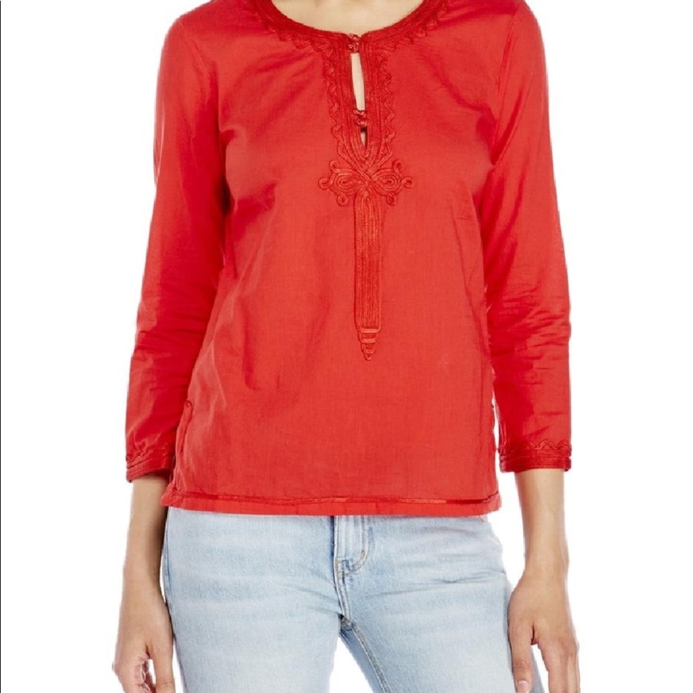 CALYPSO ST BARTH Red Cotton 3/4 Sleeves Tunic